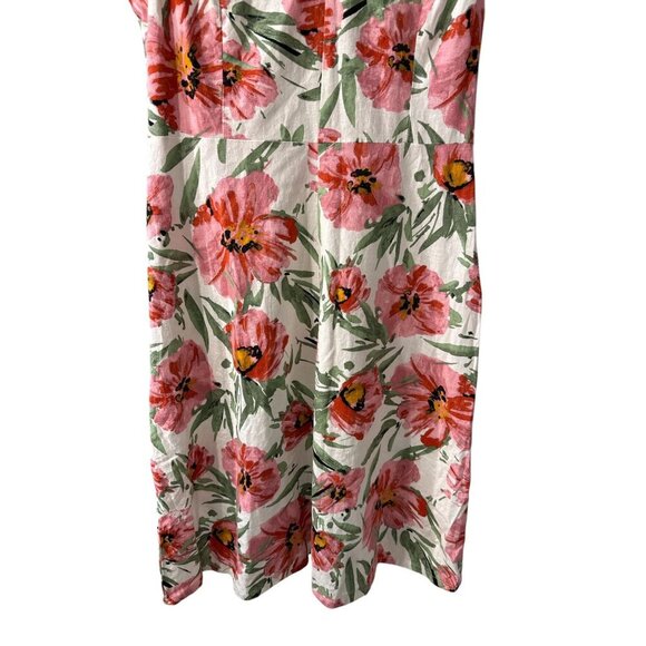 T Tahari White and Pink Floral Sleeveless Linen Blend Midi Dress Size 4, EUC - Picture 2 of 10